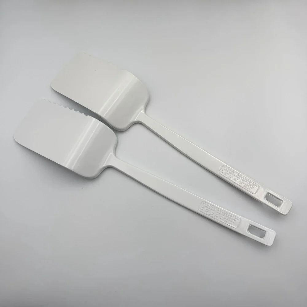 (2) Vintage COPCO White Melamine Serrated Spatula Turner Cooking Serving Utensil